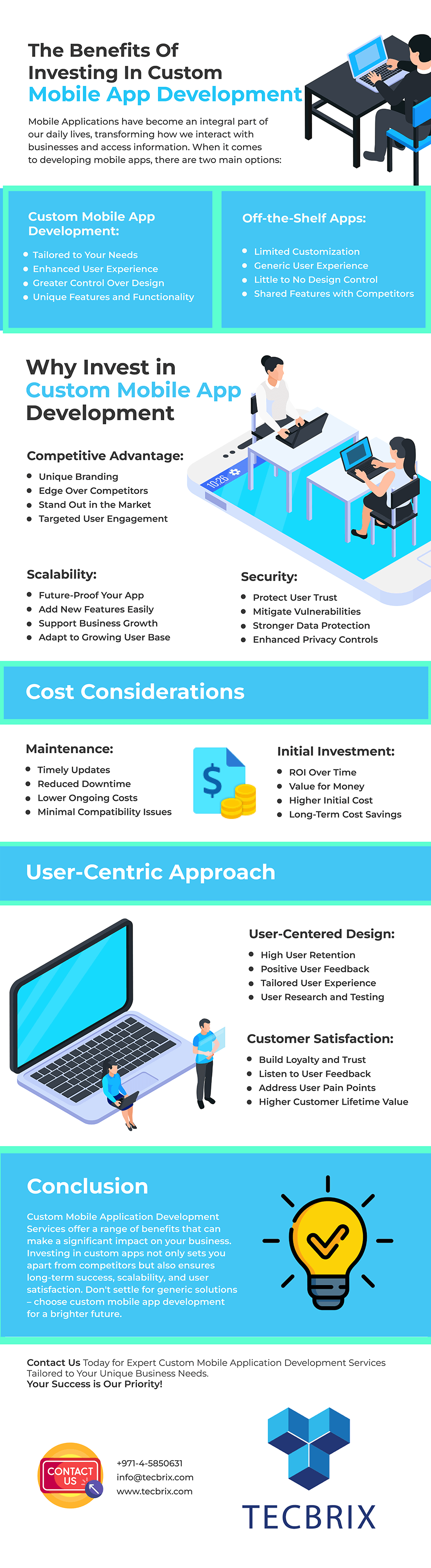 The Benefits of Custom Mobile App Development - Infographic - tecbrix.com